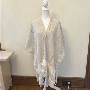 Universal Thread beige open fringed cover up/ kimono OS New